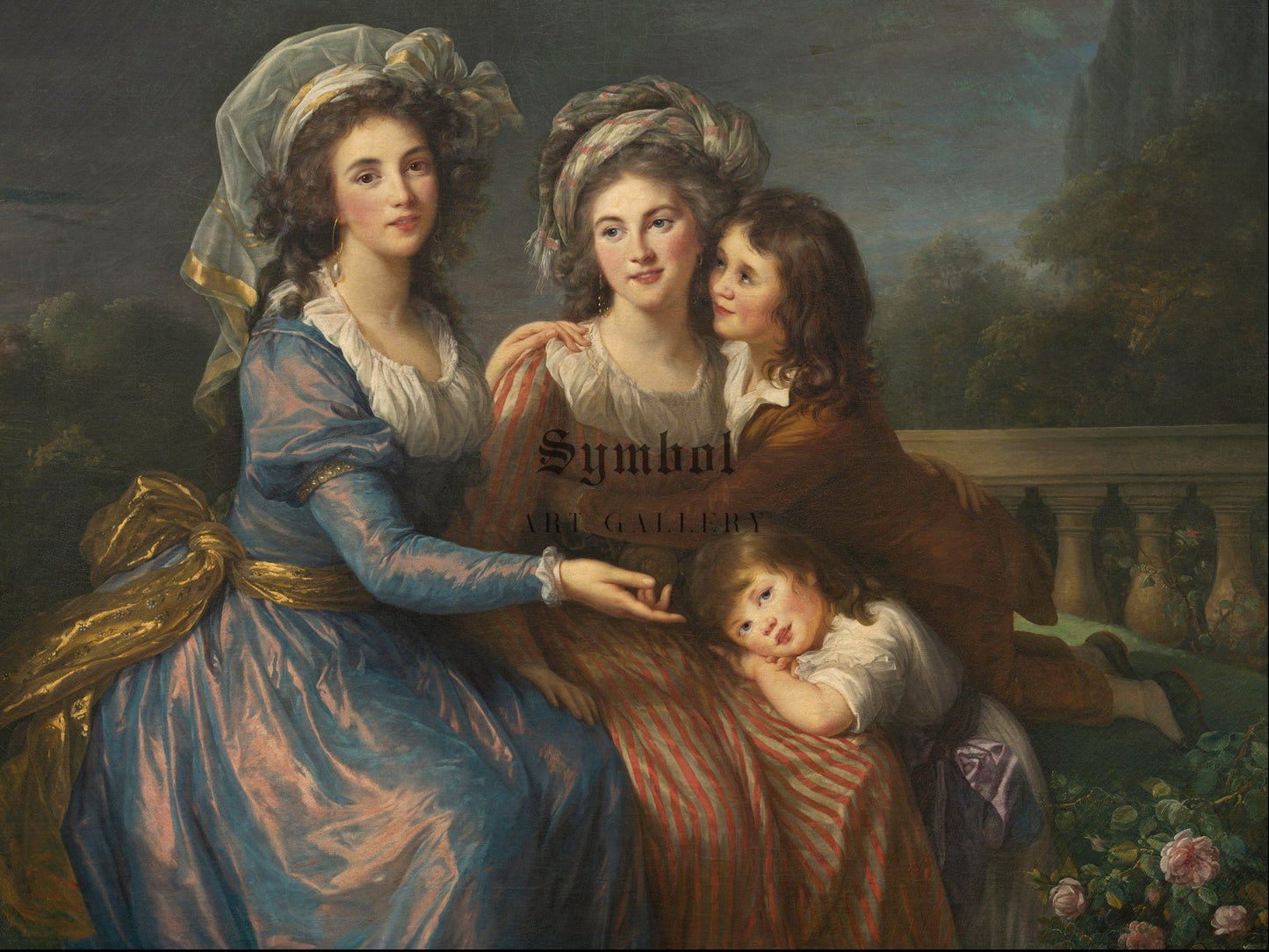 The Marquise de Pezay and the Marquise de Rougé with Her Sons Alexis and Adrien by Élisabeth Vigée Le Brun 1787, Wall Art Print