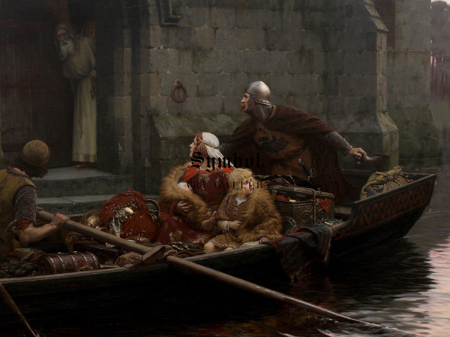 In Time Of Peril by Edmund Blair Leighton, Wall Art Print, Fine Art Reproduction, Museum Quality Decor, Poster