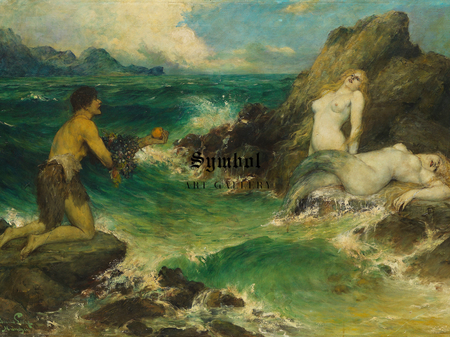Mermaids by Ferdinand Leeke 1900, Wall Art Print, Fine Art Reproduction, Museum Quality Decor, Poster