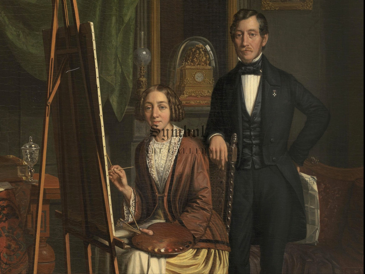 Self Portrait of the Couple Kiers Haanen by Elizabeth Haanen 1845, Wall Art Print, Fine Art Reproduction, Museum Quality Decor, Poster