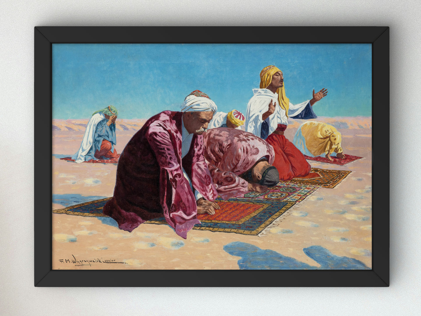 Praying in the Desert by Feliks Michał Wygrzywalski, Wall Art Print, Fine Art Reproduction, Museum Quality Decor, Poster