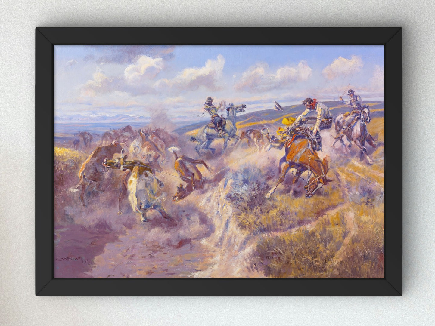 A Tight Dally and a Loose Latigo by Charles Marion Russell 1920, Wall Art Print, Fine Art Reproduction, Museum Quality Decor, Poster