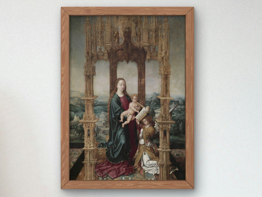 Virgin and Child under a Canopy by Jan Gossaert 1520, Wall Art Print, Fine Art Reproduction, Museum Quality Decor, Poster