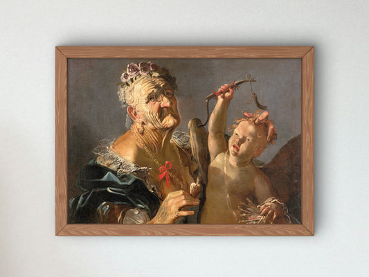 Allegory of Old Age by Lombard School 1700, Wall Art Print, Fine Art Reproduction, Museum Quality Decor, Poster