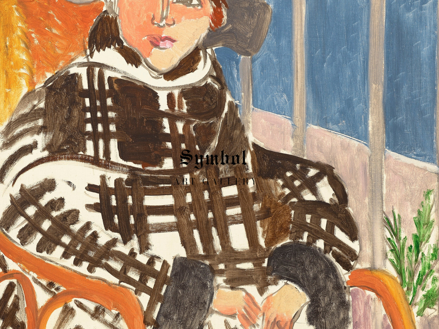 Mademoiselle Matisse in Scottish Coat by Henri Matisse 1918, Wall Art Print, Fine Art Reproduction, Museum Quality Decor, Poster