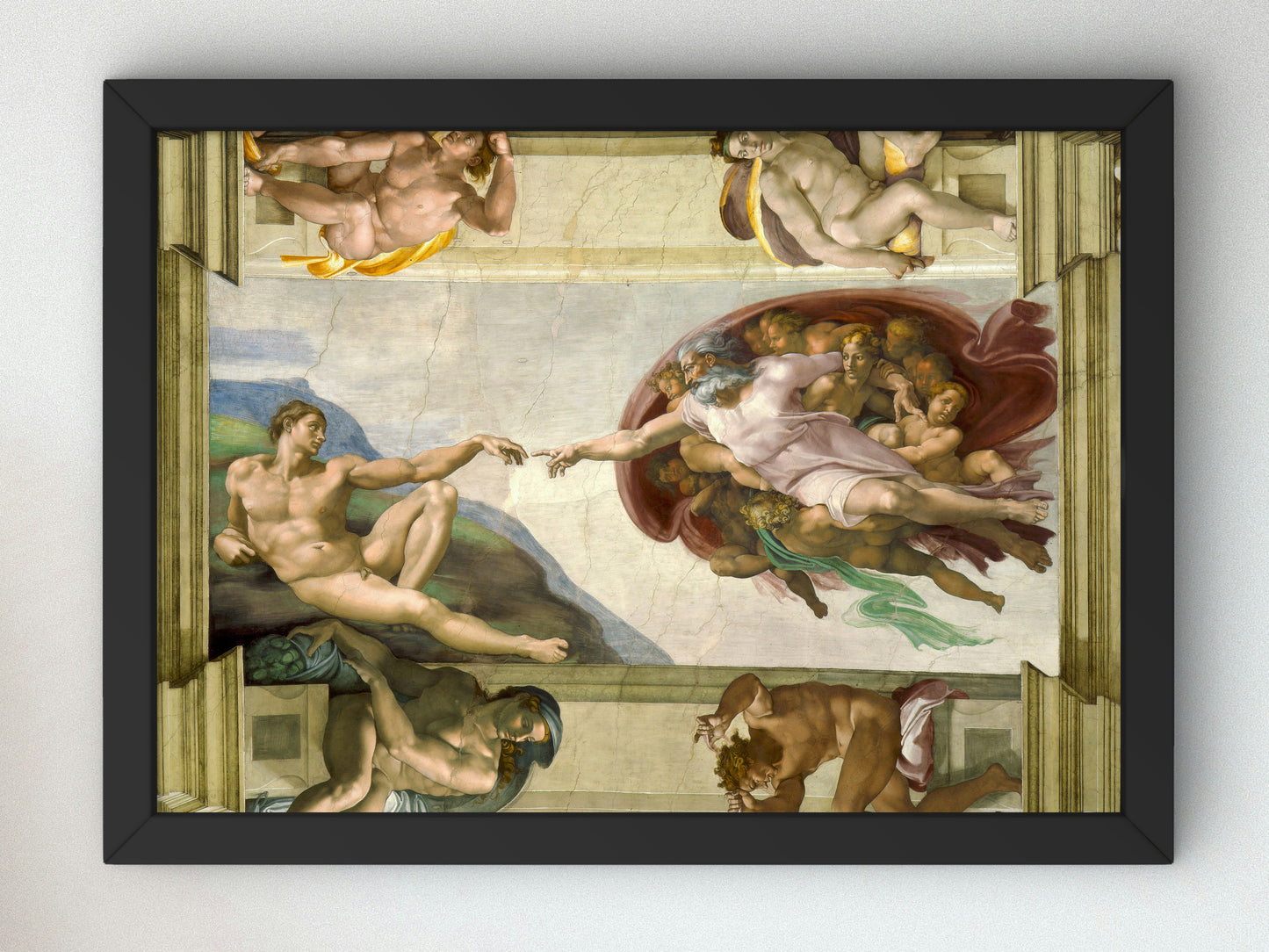 Creation of Adam by Michelangelo 1508, Wall Art Print, Fine Art Reproduction, Museum Quality Decor, Poster