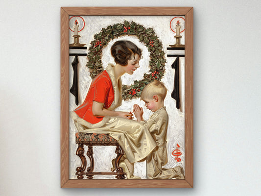 Christmas Morning by Joseph Christian Leyendecker 1921, Wall Art Print, Fine Art Reproduction, Museum Quality Decor, Poster