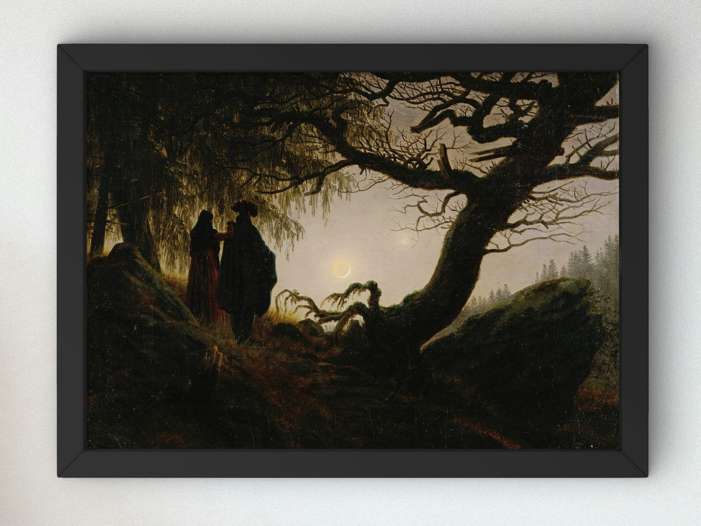 Man and Woman Contemplating the Moon by Caspar David Friedrich 1824, Wall Art Print, Fine Art Reproduction, Museum Quality Decor, Poster