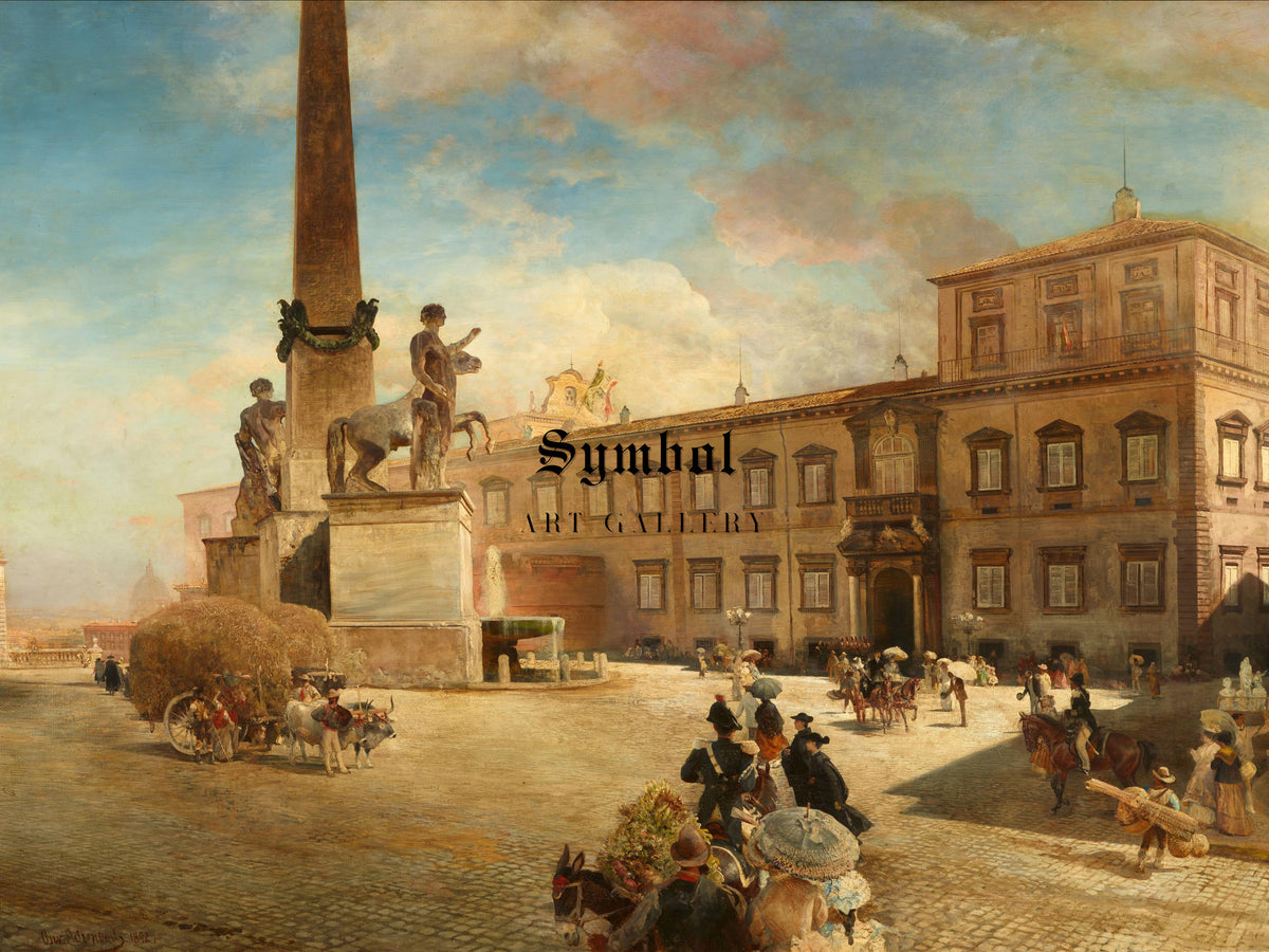 The Quirinal Palace in Rome by Oswald Achenbach 1892, Wall Art Print, Fine Art Reproduction, Museum Quality Decor, Poster