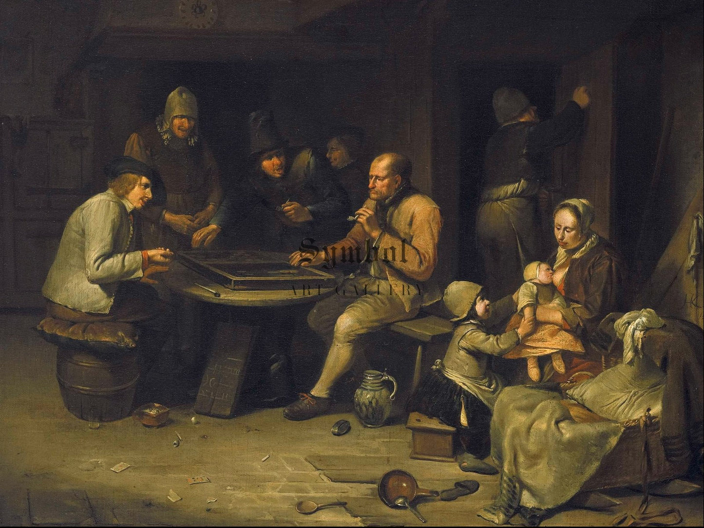 Inn with Backgammon Players by Egbert van Heemskerk II 1669, Wall Art Print, Fine Art Reproduction, Museum Quality Decor, Poster
