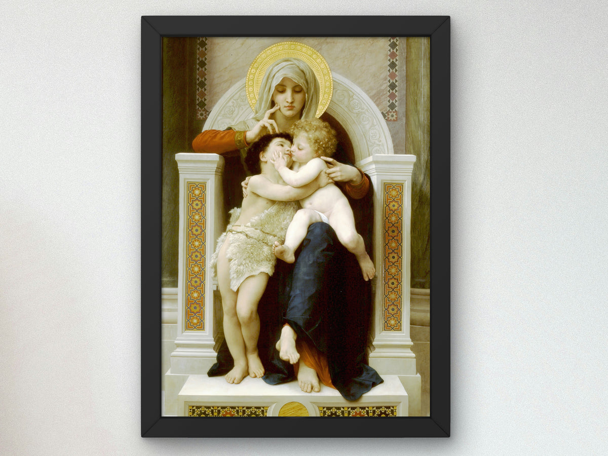 Madonna with Child and John the Baptist by William Bouguereau 1875, Wall Art Print, Fine Art Reproduction, Museum Quality Decor, Poster
