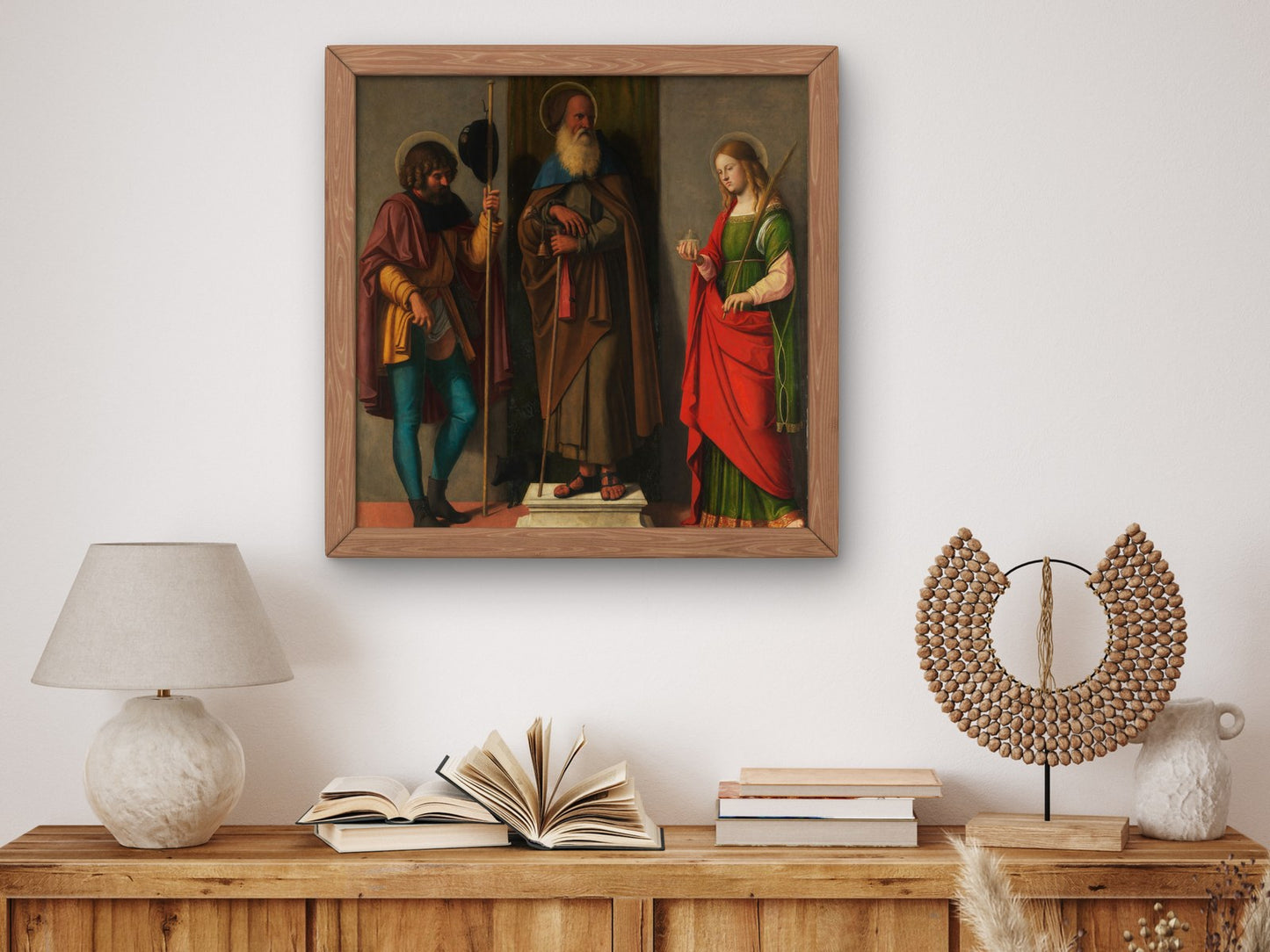 Three Saints Roch Anthony Abbot and Lucy by Cima da Conegliano 1490, Wall Art Print, Fine Art Reproduction, Museum Quality Decor, Poster