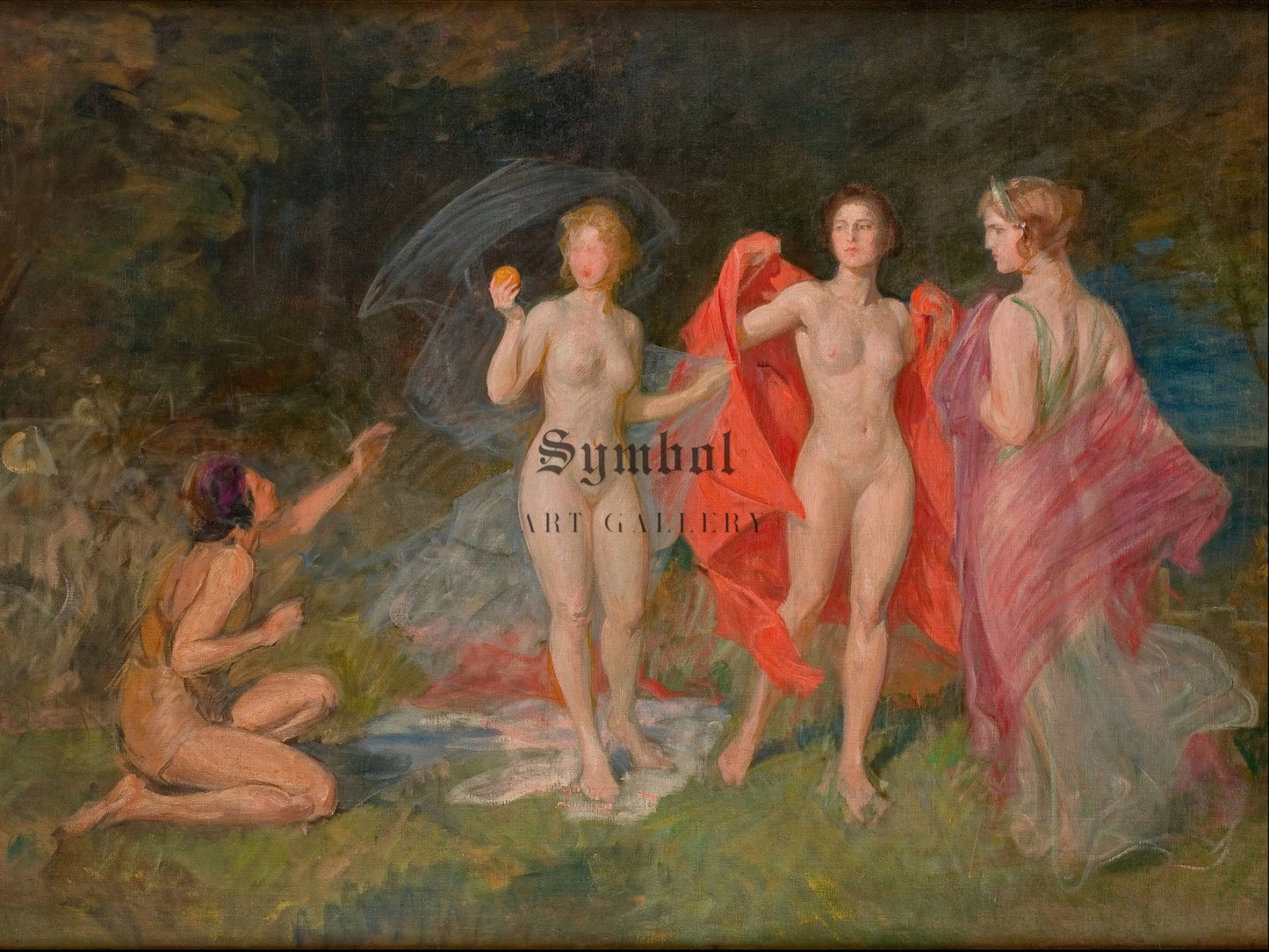 Judgement of Paris by Paja Jovanović 1906, Wall Art Print, Fine Art Reproduction, Museum Quality Decor, Poster