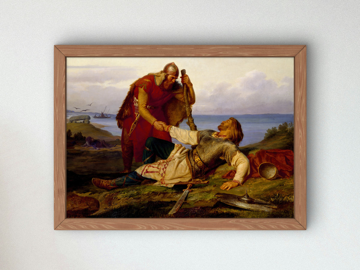 Hjalmar Parting from Orvar Odd after the Fight on Samsö by Mårten Eskil Winge 1866, Wall Art Print, Fine Art Reproduction, Museum Quality
