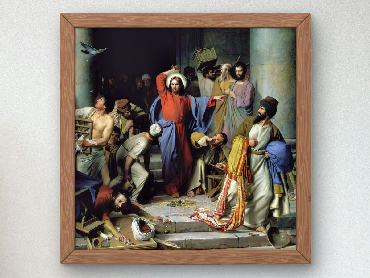 Casting out the Money Changers by Carl Bloch 1874, Wall Art Print, Fine Art Reproduction, Museum Quality Decor, Poster