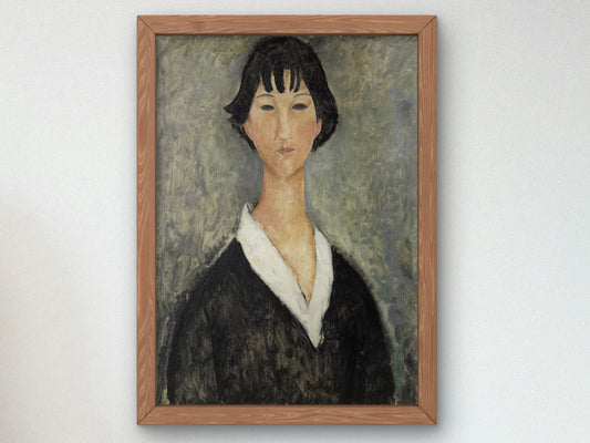 Young Girl with Black Hair by Amedeo Modigliani 1918, Wall Art Print, Fine Art Reproduction, Museum Quality Decor, Poster