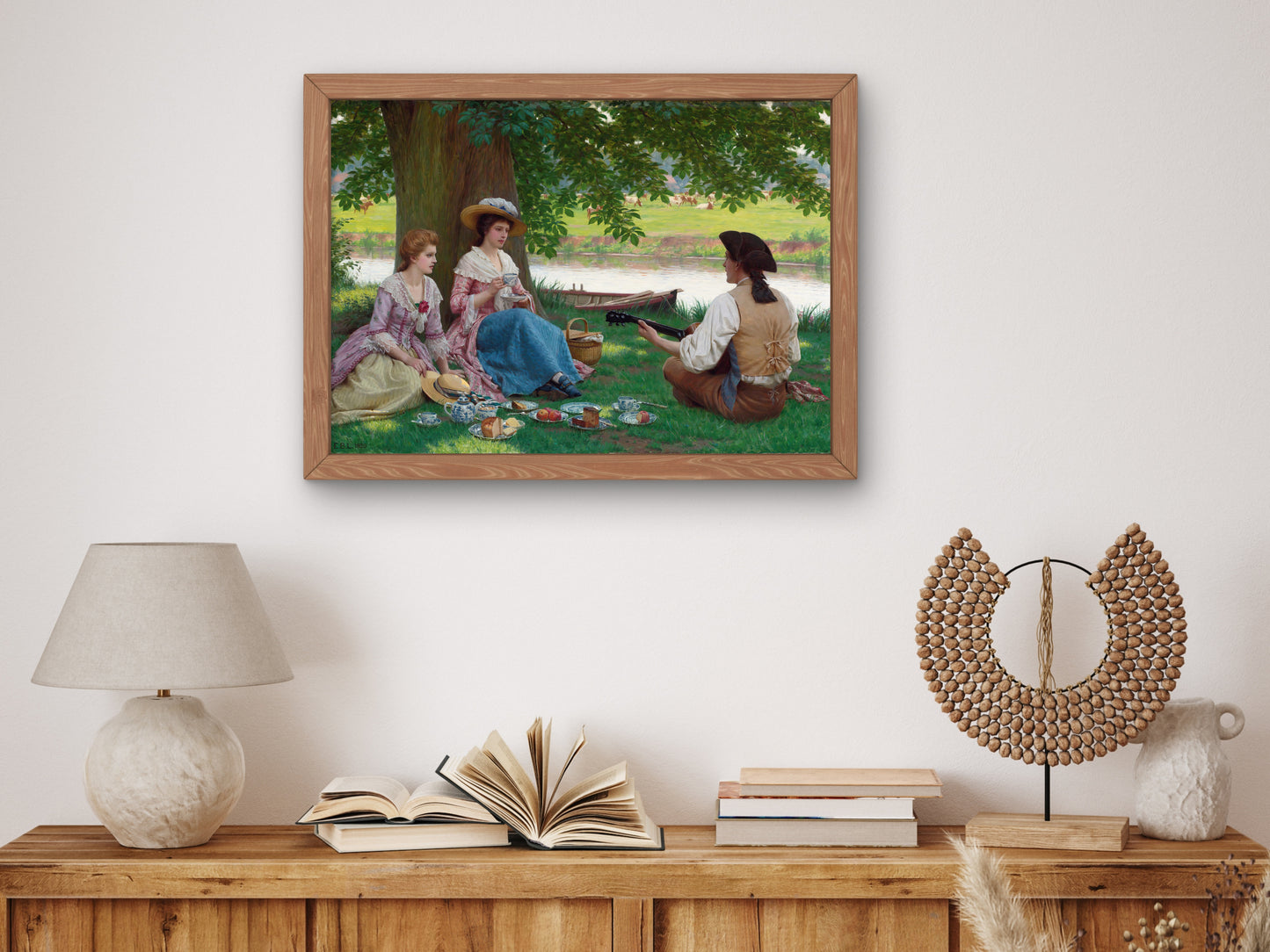 A Picnic Party by Edmund Blair Leighton 1920, Wall Art Print, Fine Art Reproduction, Museum Quality Decor, Poster