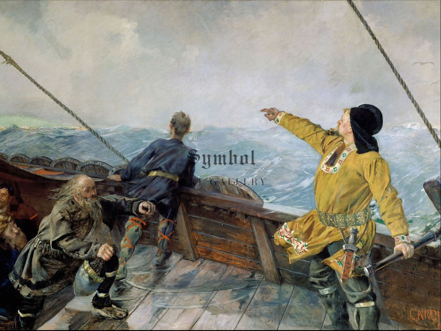 Leiv Erikson discovering America by Christian Krohg 1893, Wall Art Print, Fine Art Reproduction, Museum Quality Decor, Poster