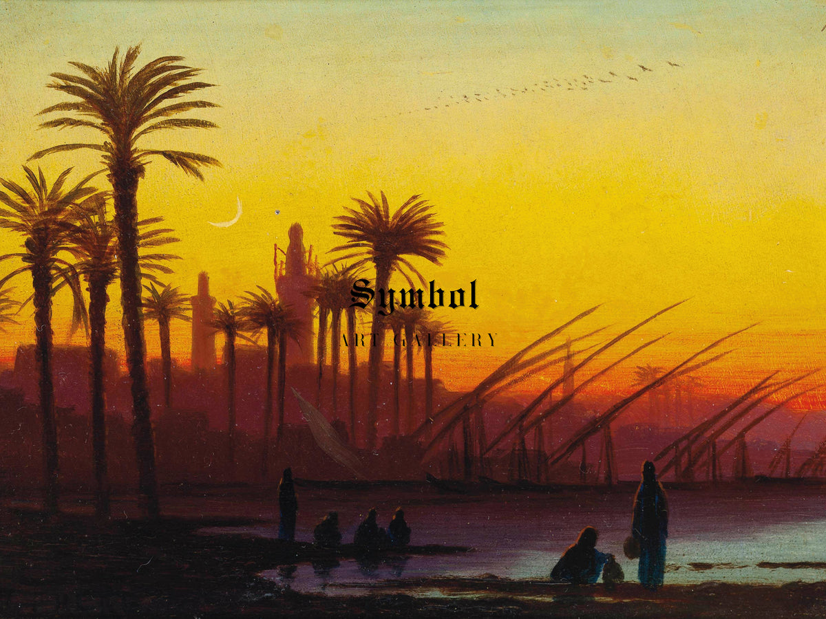 Sunset over the Nile by Charles Théodore Frère, Wall Art Print, Fine Art Reproduction, Museum Quality Decor, Poster