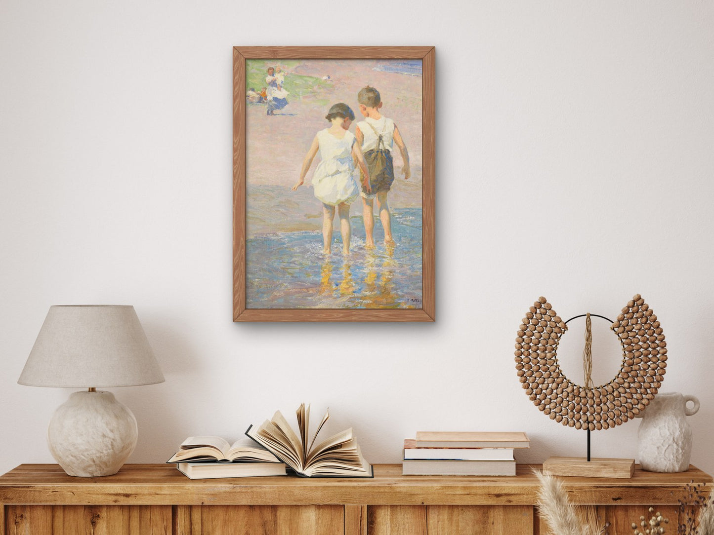 Brother and Sister by Edward Henry Potthast 1915, Wall Art Print, Fine Art Reproduction, Museum Quality Decor, Poster