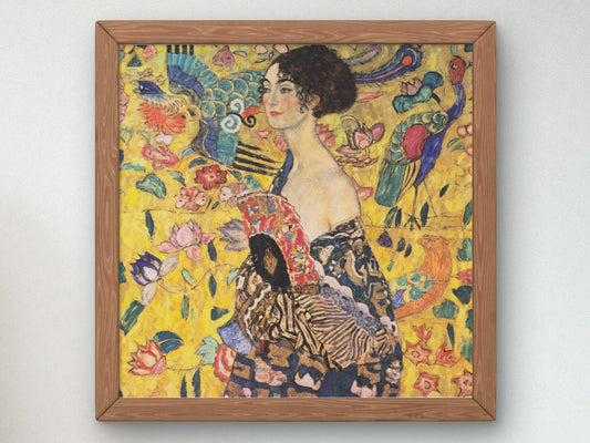 Woman with Fan by Gustav Klimt 1917, Wall Art Print, Fine Art Reproduction, Museum Quality Decor, Poster
