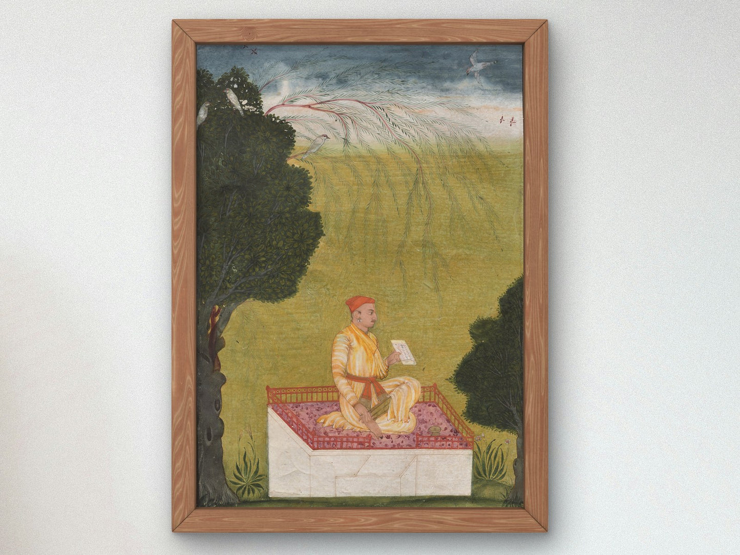 Raja Dilip Singh of Guler on a Dais by Unknown Pahari School artist 1707, Wall Art Print, Fine Art Reproduction, Museum Quality Decor