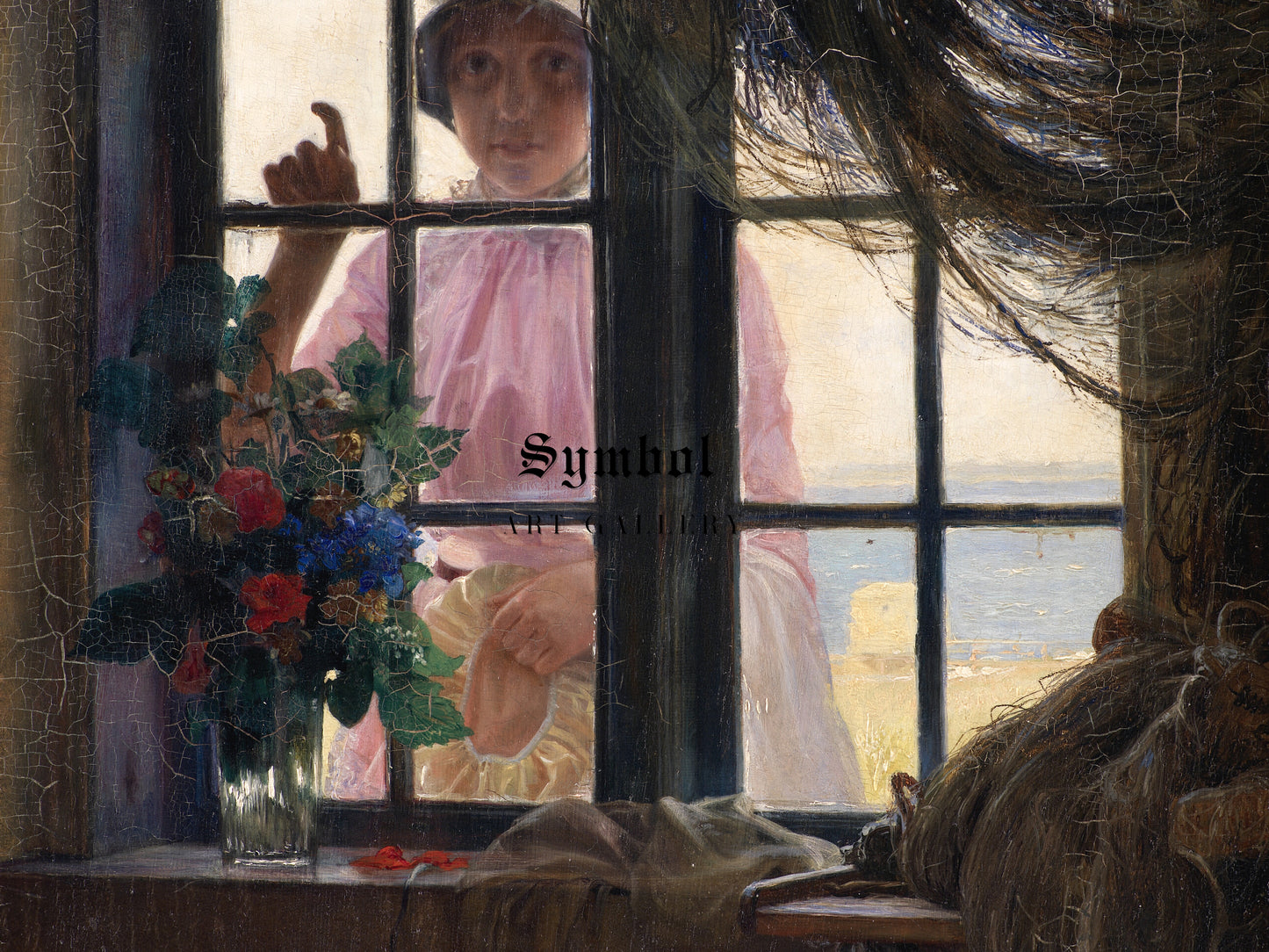 After the Bath, a Young Girl Knocking at the Fisherman's Window by Carl Bloch 1884, Wall Art Print, Fine Art Reproduction, Museum Quality