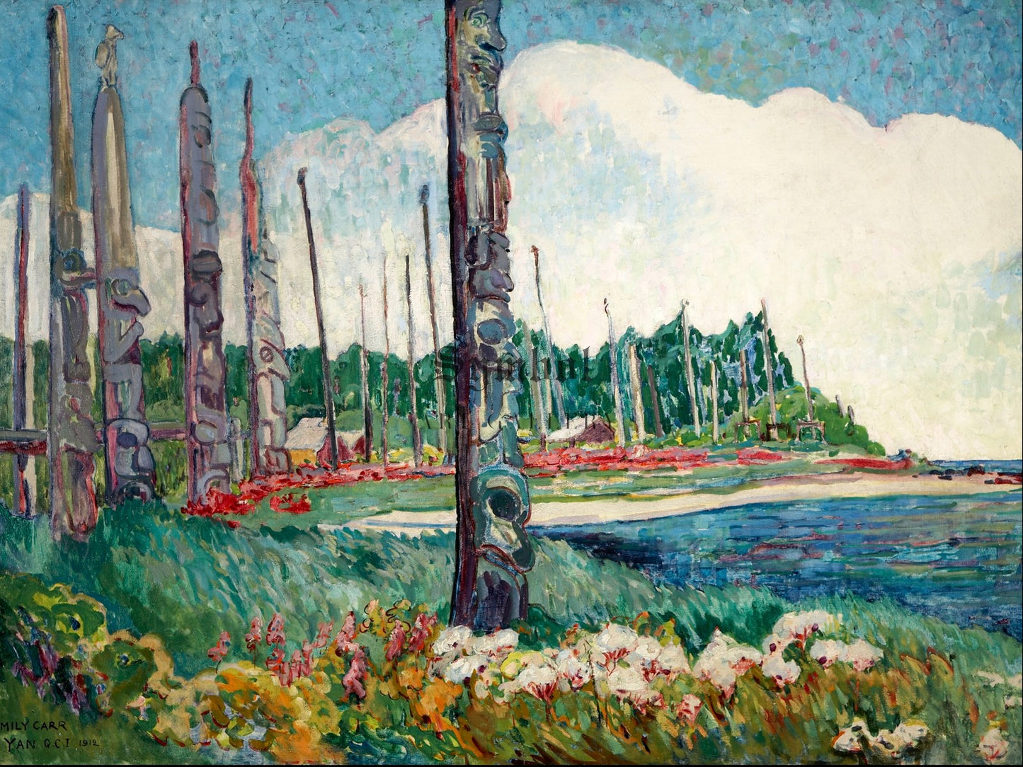 Totem Poles by Emily Carr 1912, Wall Art Print, Fine Art Reproduction, Museum Quality Decor, Poster