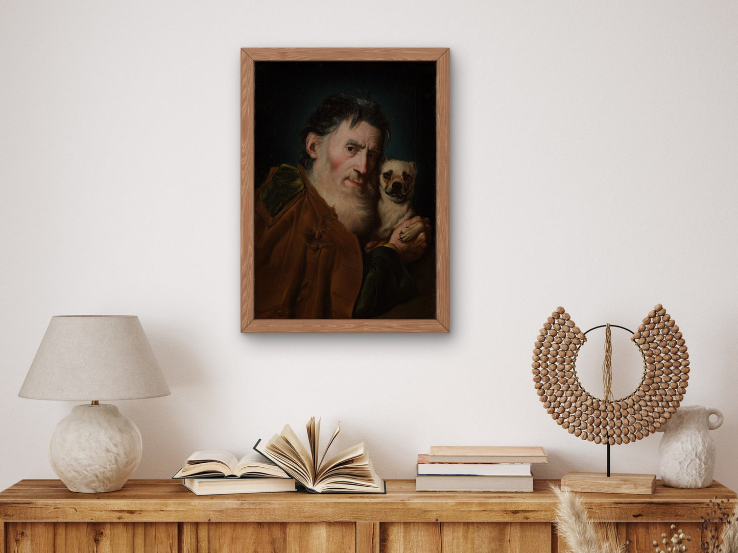 An Old Man with a Dog by Giacomo Ceruti 1740, Wall Art Print, Fine Art Reproduction, Museum Quality Decor, Poster