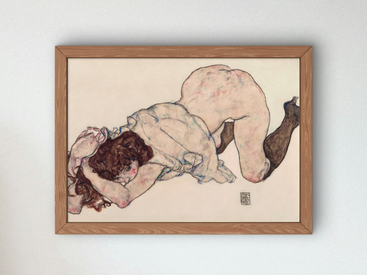 Kneeling Girl Resting on Both Elbows by Egon Schiele 1917, Wall Art Print, Fine Art Reproduction, Museum Quality Decor, Poster