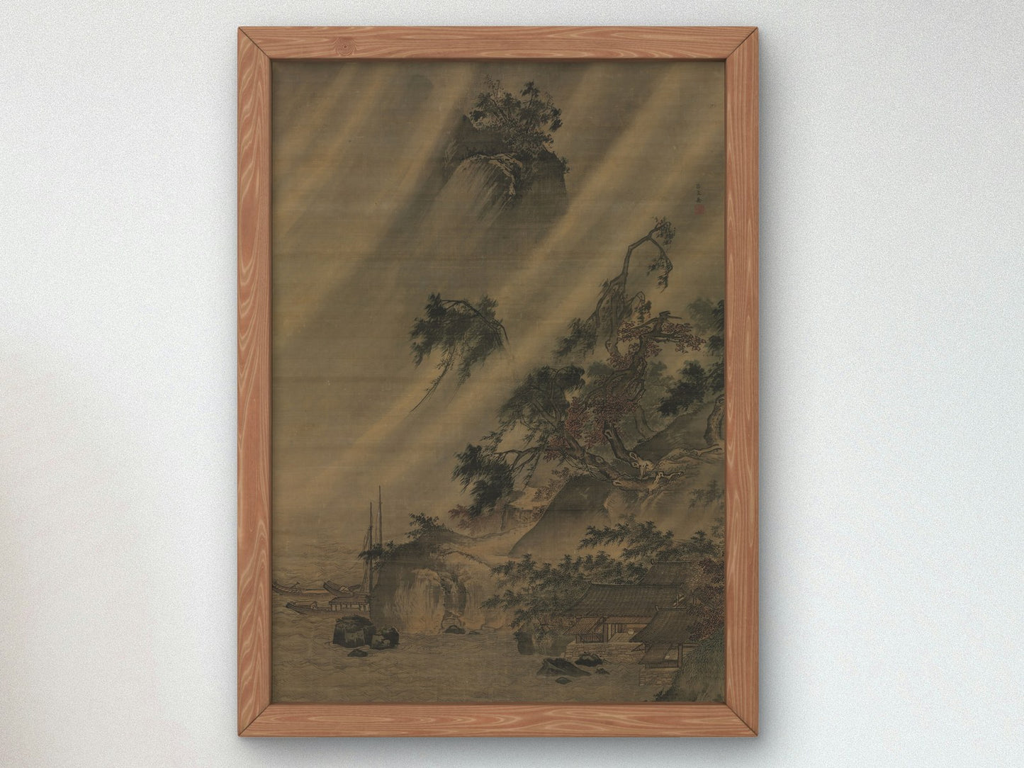 River Village in a Rainstorm by Lu Wenying 1480, Wall Art Print, Fine Art Reproduction, Museum Quality Decor, Poster