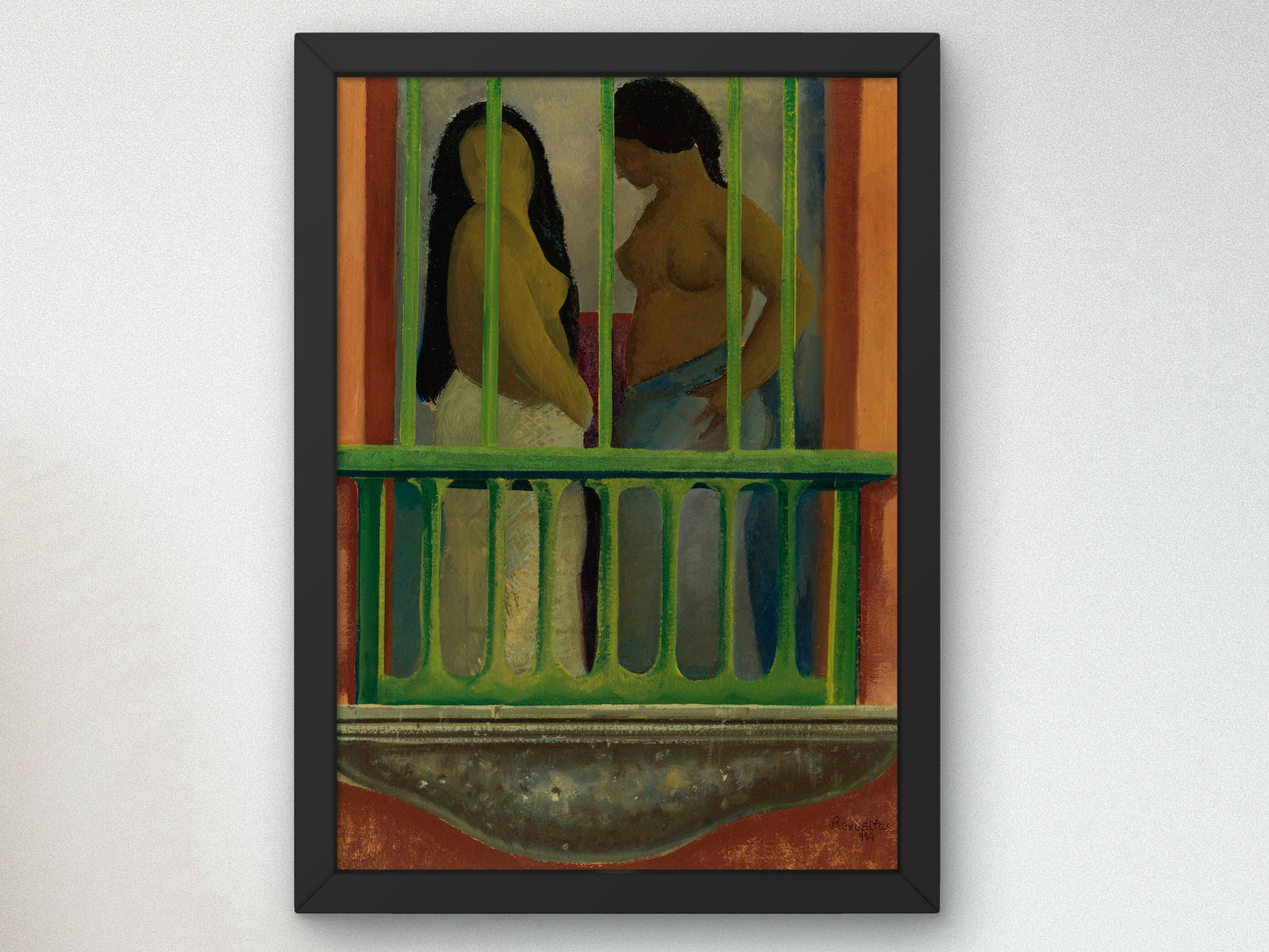 Women on the Balcony by Fermín Revueltas 1929, Wall Art Print, Fine Art Reproduction, Museum Quality Decor, Poster