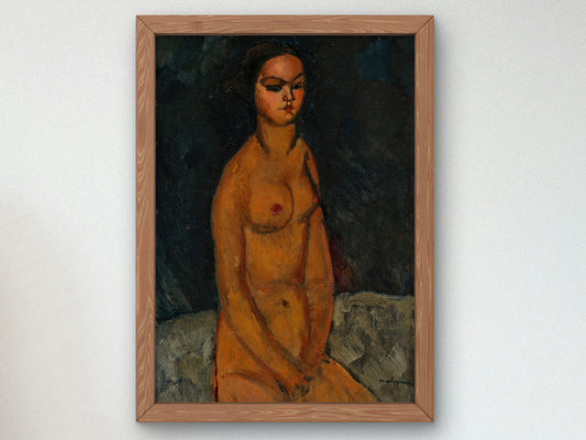 Seated Nude by Amedeo Modigliani 1908, Wall Art Print, Fine Art Reproduction, Museum Quality Decor, Poster