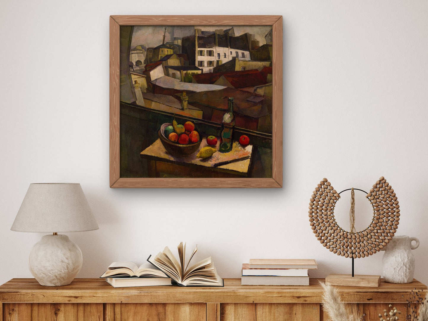 Knife and Fruit in Front of the Window by Diego Rivera 1917, Wall Art Print, Fine Art Reproduction, Museum Quality Decor, Poster
