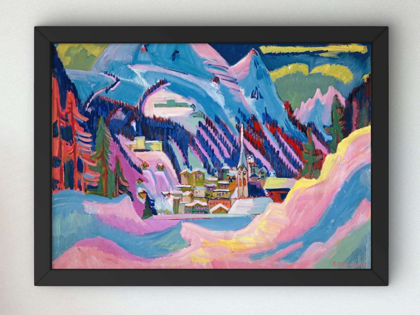 Davos in Winter by Ernst Ludwig Kirchner 1923, Wall Art Print, Fine Art Reproduction, Museum Quality Decor, Poster