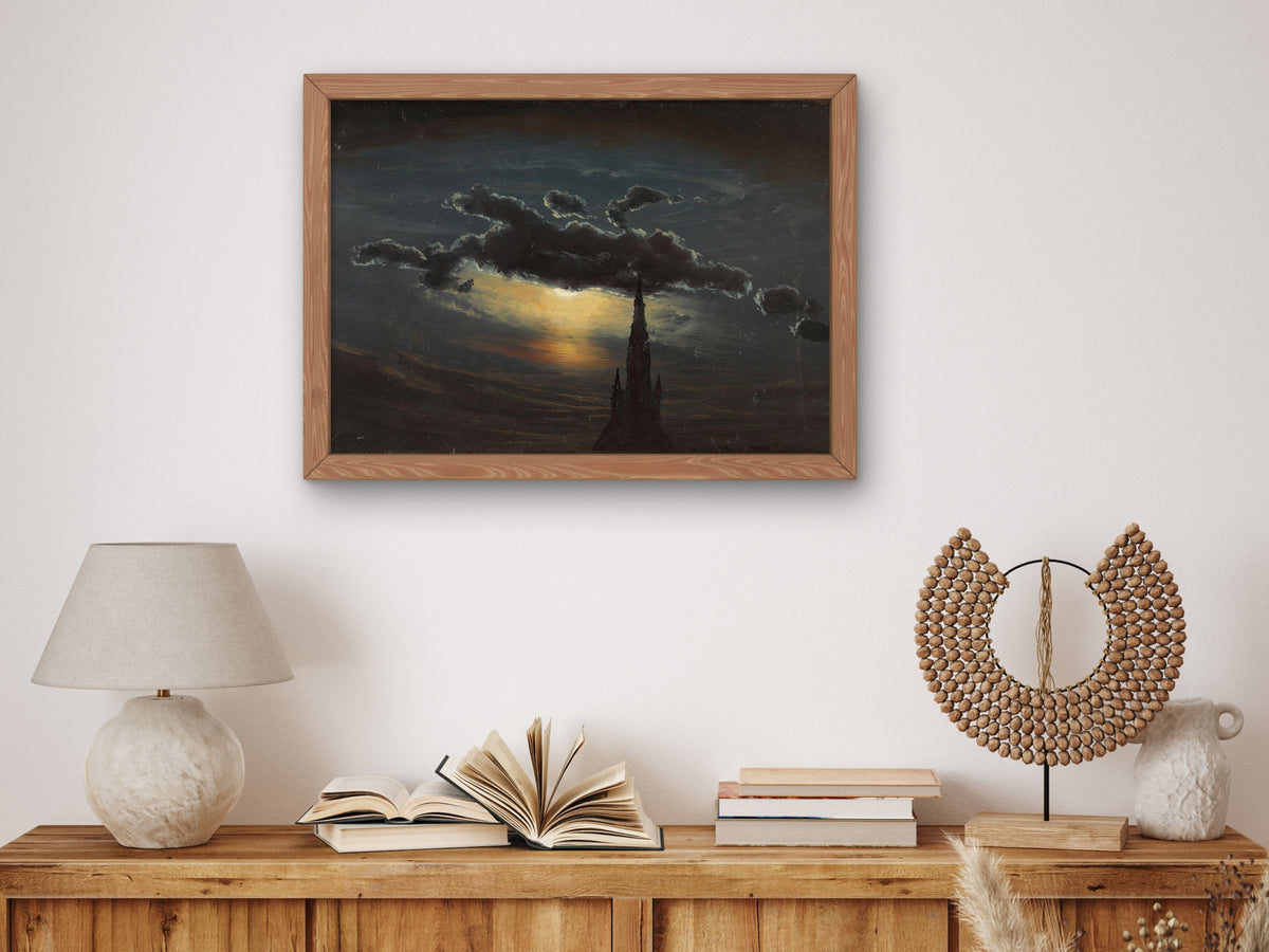 Study of Clouds in Moonlight by Knud Baade 1848, Wall Art Print, Fine Art Reproduction, Museum Quality Decor, Poster