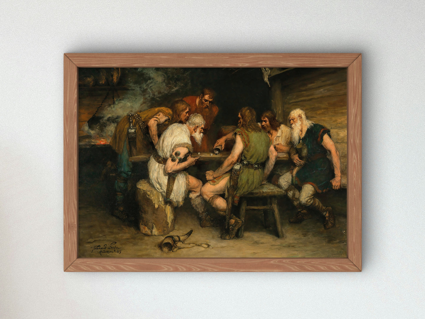 A Game of Dice by Ferdinand Leeke 1919, Wall Art Print, Fine Art Reproduction, Museum Quality Decor, Poster