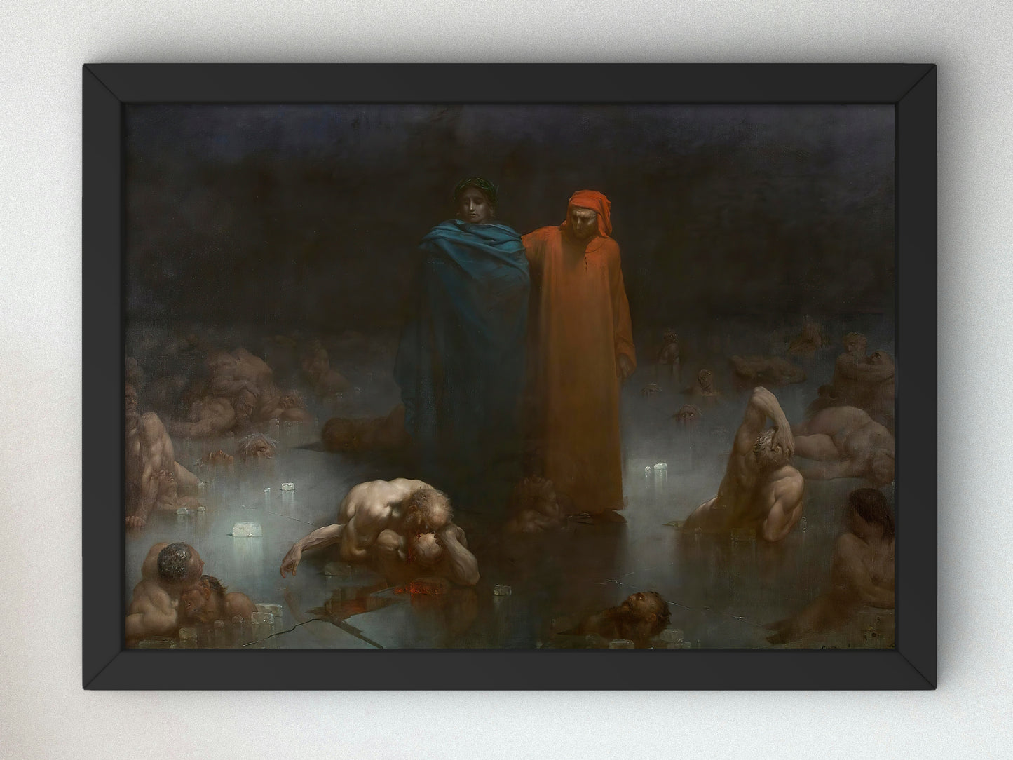 Dante and Virgil in the Ninth Circle of Hell by Gustave Doré 1861, Wall Art Print, Fine Art Reproduction, Museum Quality Decor, Poster