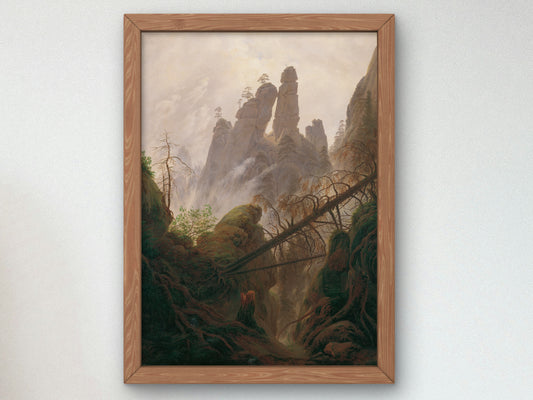 Felsenlandschaft im Elbsandsteingebirge by Caspar David Friedrich 1822, Wall Art Print, Fine Art Reproduction, Museum Quality Decor, Poster