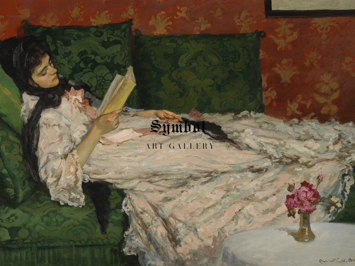 Woman Reading by Rupert Bunny, Wall Art Print, Fine Art Reproduction, Museum Quality Decor, Poster