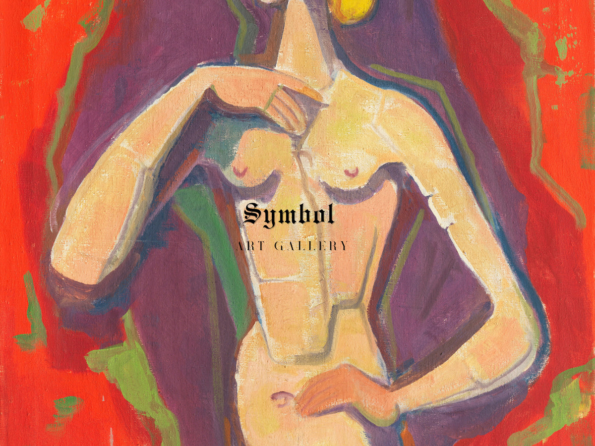 Standing Female Nude by Karl Hofer 1954, Wall Art Print, Fine Art Reproduction, Museum Quality Decor, Poster