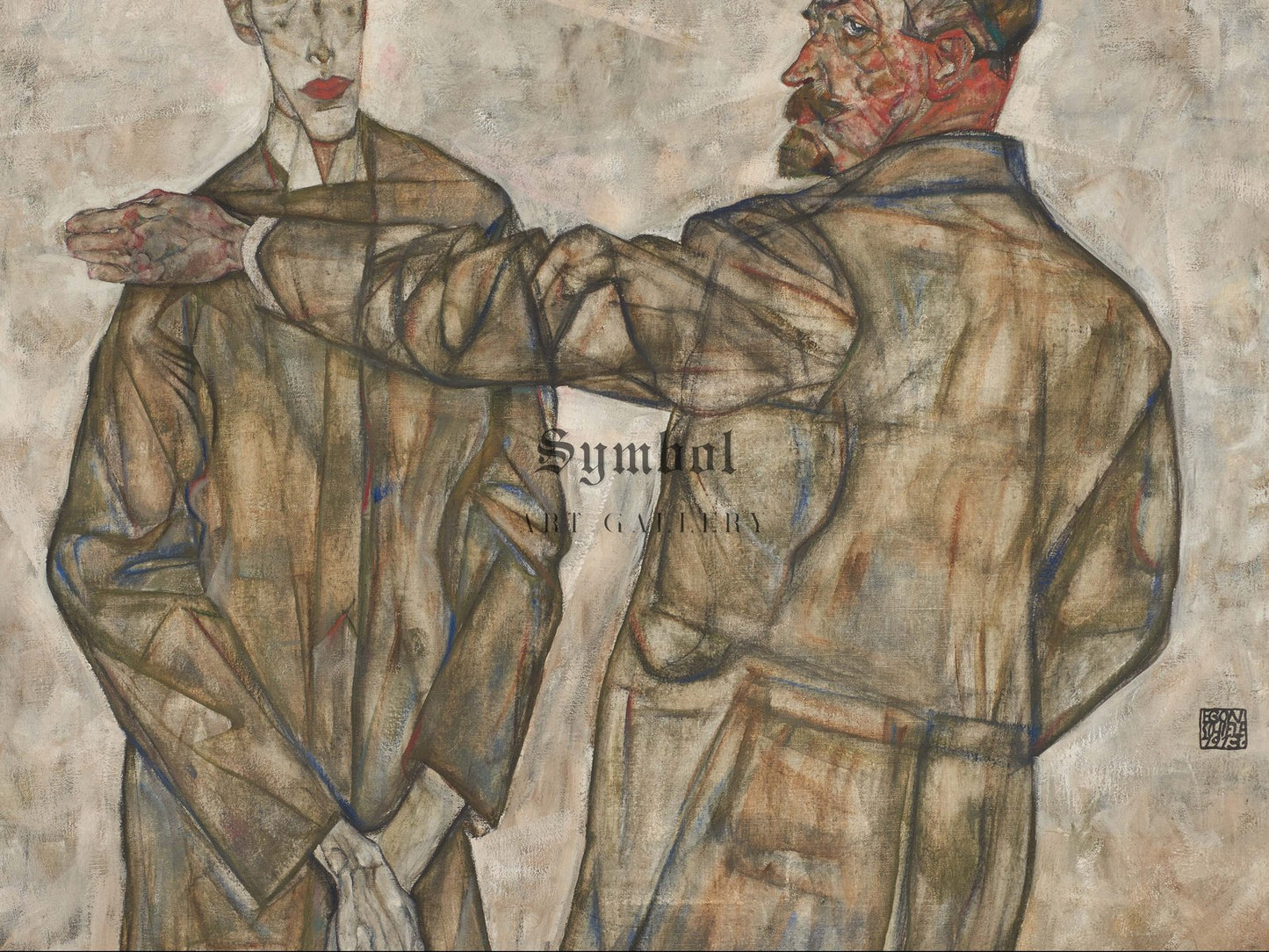 Double Portrait Benesch by Egon Schiele 1913, Wall Art Print, Fine Art Reproduction, Museum Quality Decor, Poster