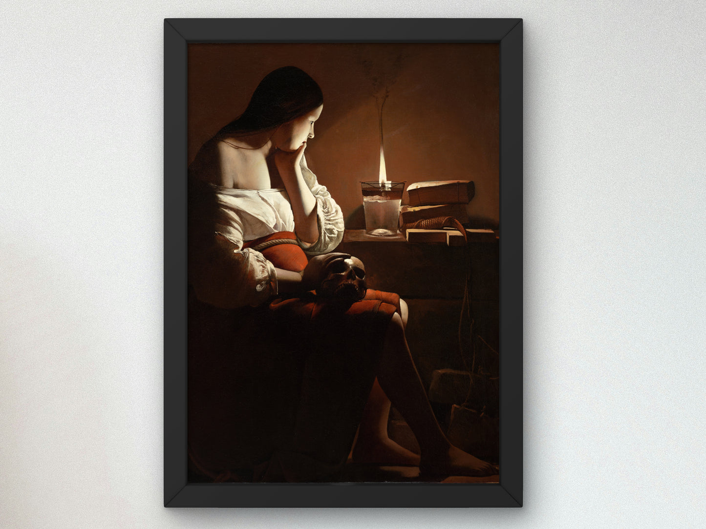 The Magdalen with the Smoking Flame by Georges de La Tour 1637, Wall Art Print, Fine Art Reproduction, Museum Quality Decor, Poster