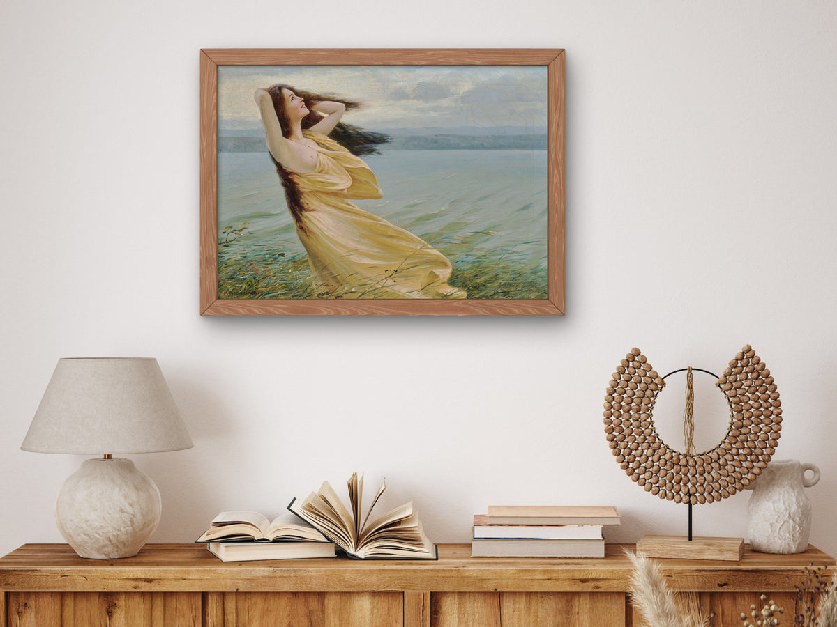 Young Woman by the Water by Max Nonnenbruch, Wall Art Print, Fine Art Reproduction, Museum Quality Decor, Poster