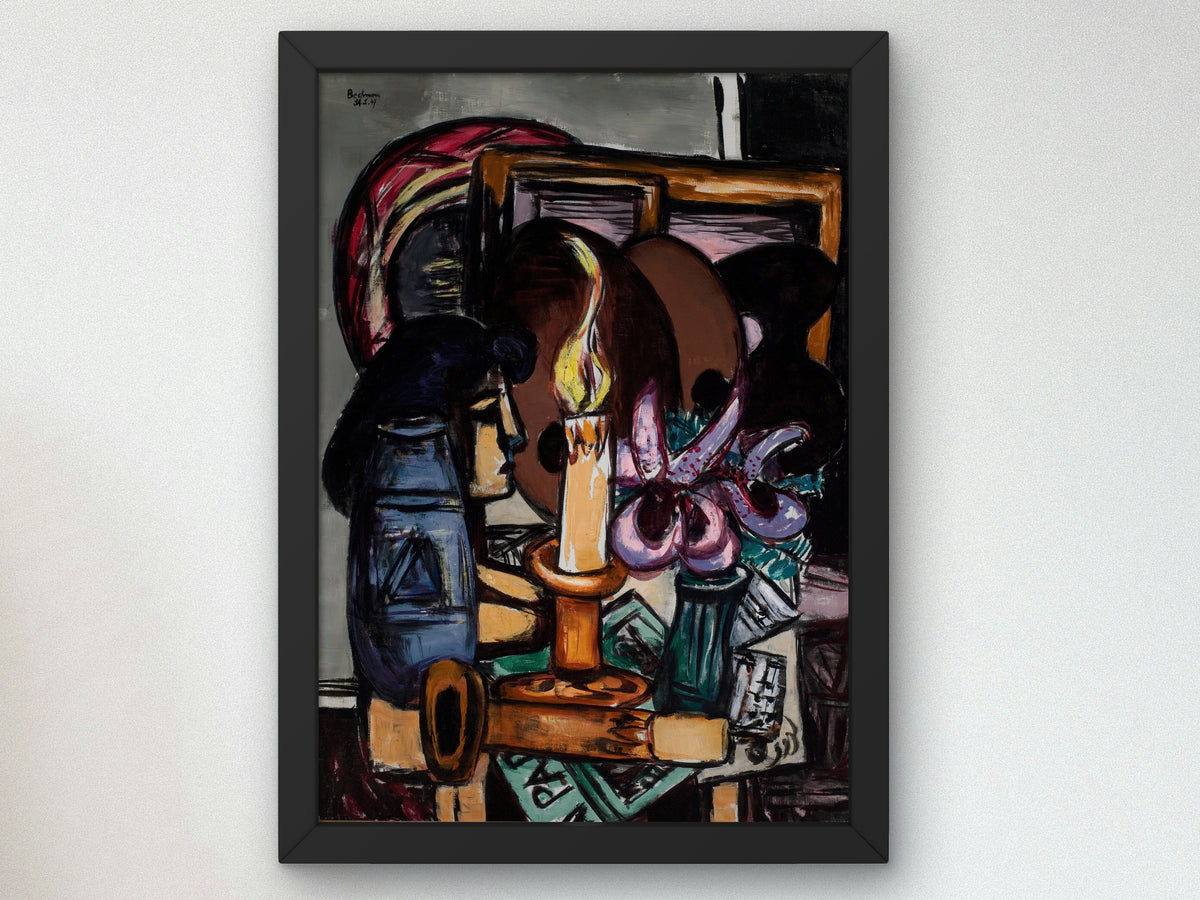 Still Life with Two Large Candles by Max Beckmann 1947, Wall Art Print, Fine Art Reproduction, Museum Quality Decor, Poster