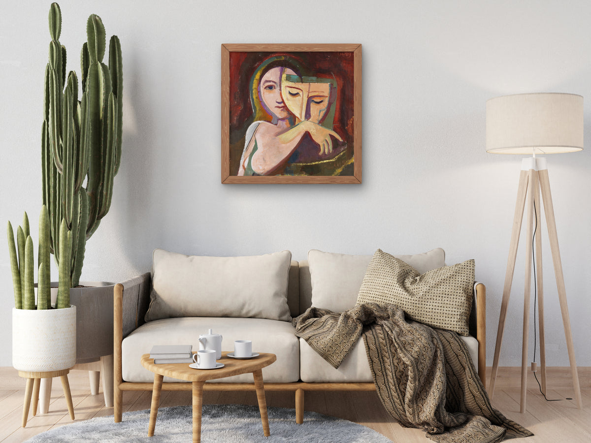 Girl with Mask by Karl Hofer 1949, Wall Art Print, Fine Art Reproduction, Museum Quality Decor, Poster