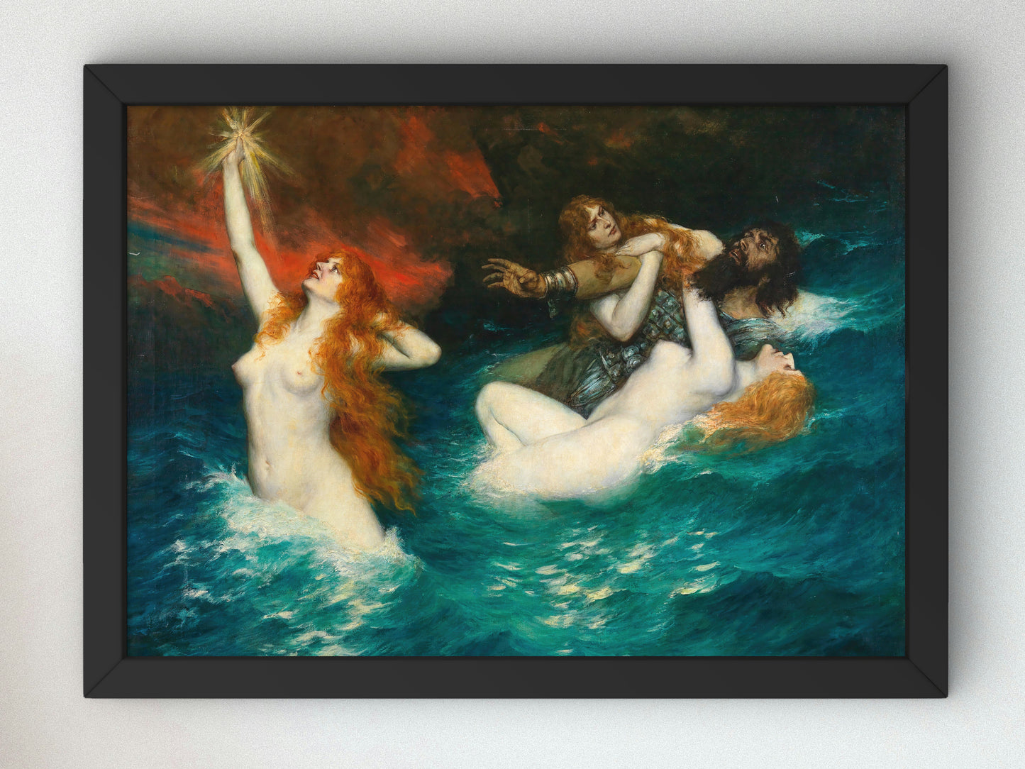 The Rhinemaidens by Ferdinand Leeke 1913, Wall Art Print, Fine Art Reproduction, Museum Quality Decor, Poster