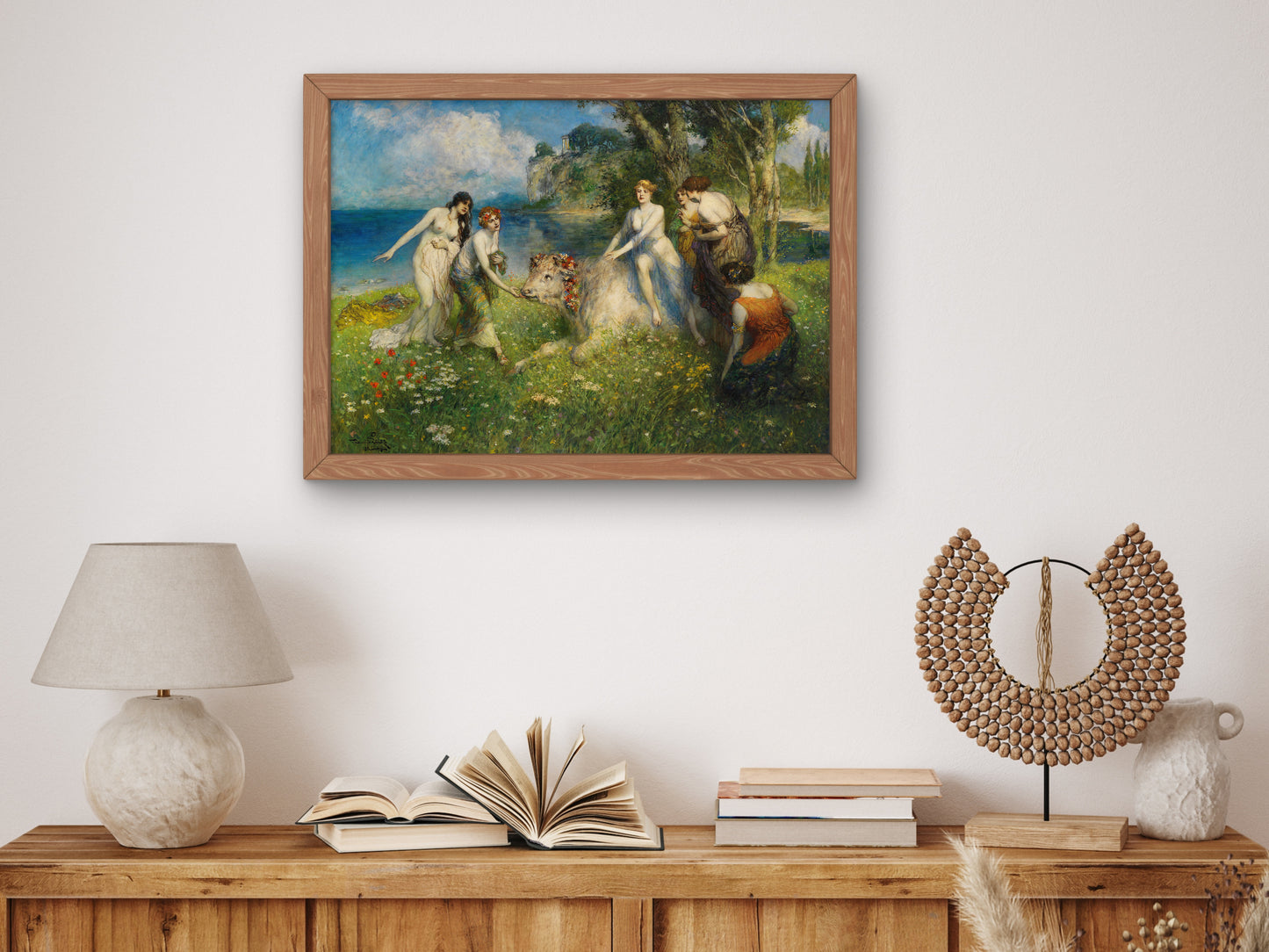 Europa on the Bull by Ferdinand Leeke 1910, Wall Art Print, Fine Art Reproduction, Museum Quality Decor, Poster