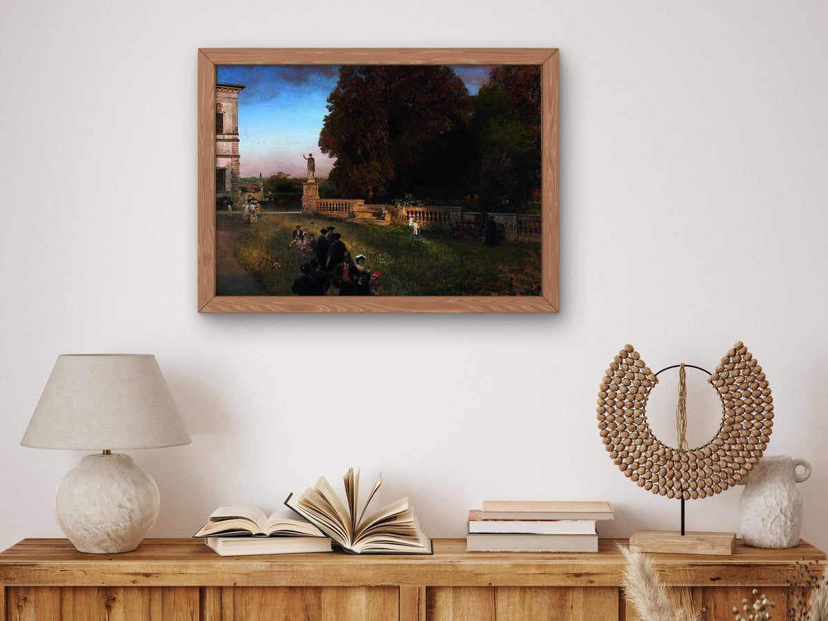 In the Park of the Villa Borghese by Oswald Achenbach 1886, Wall Art Print, Fine Art Reproduction, Museum Quality Decor, Poster