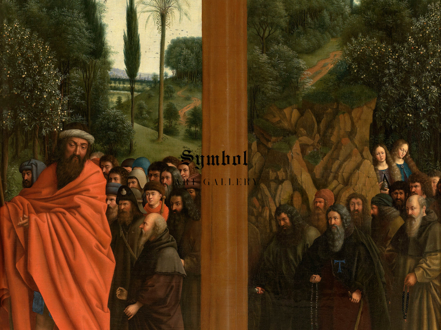 Holy Hermits and Holy Pilgrims by Jan van Eyck, Wall Art Print, Fine Art Reproduction, Museum Quality Decor, Poster